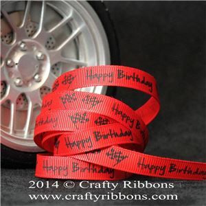 Car Truck Ribbon - Happy Birthday Red